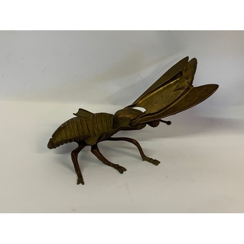 159 - Vintage Brass Fly Figure With Lift Up Wings. 18 x 9 x 6 cms