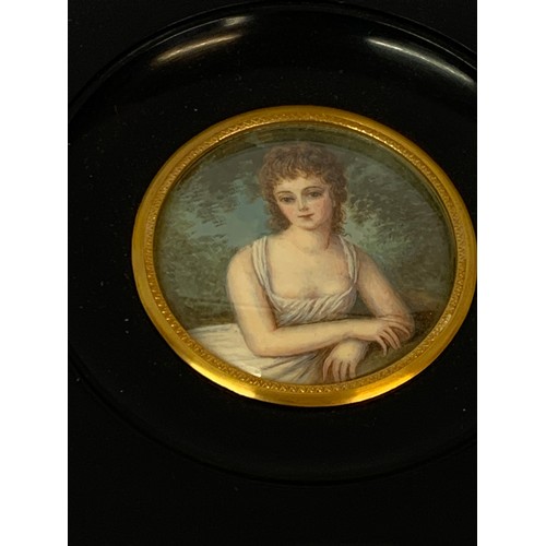 161 - Similar To Previous Lot Framed Miniature Painting Of A Lady. 12.5 x 12.5 cms