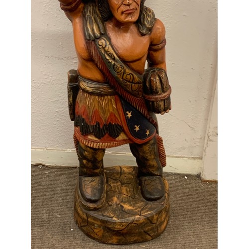 168 - Large Carved Wood Figure Of A Indian Chief. 94 cms High