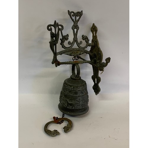 170 - French Bronze Wall Mounted Decorative  Bell. 34 cms