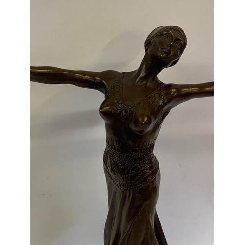 172 - Art Deco Style Bronze Figure Of A Dancing Lady. 38 cms High