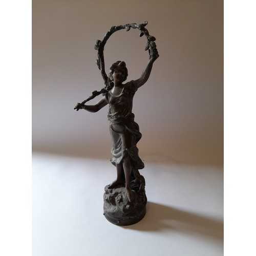 11 - Large French Bronze Figure 'Retour Des Bois' (Back From the Woods) with signature to side. 40cm high