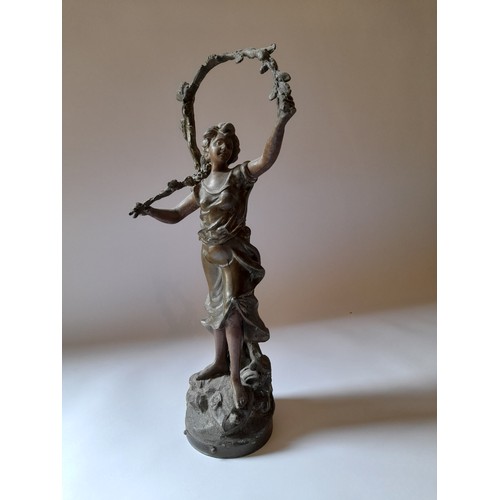 11 - Large French Bronze Figure 'Retour Des Bois' (Back From the Woods) with signature to side. 40cm high