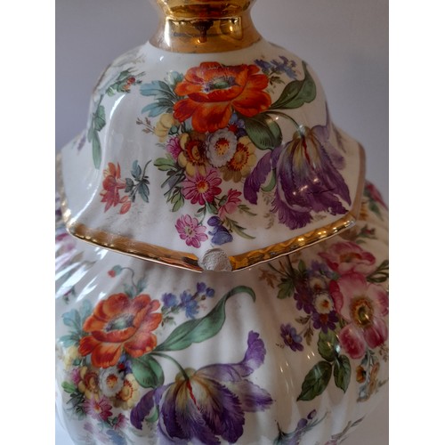 42 - large decorative lidded vase, small chip to lid 39cm high