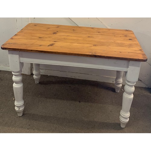 14 - Painted Pine Table. 122 x 76 x 76 cms