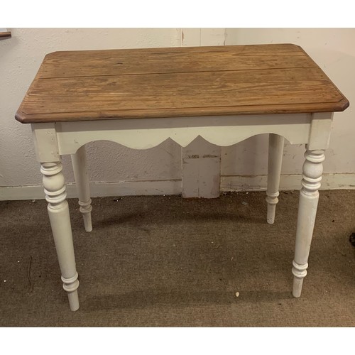 15 - Small French Painted Pine Table. 90 x 50 x 75 cms