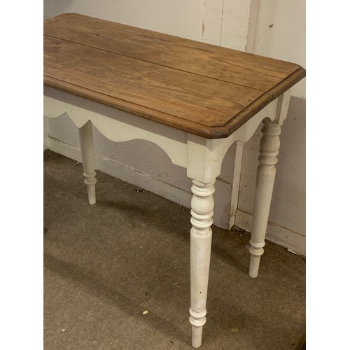 15 - Small French Painted Pine Table. 90 x 50 x 75 cms