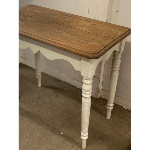 15 - Small French Painted Pine Table. 90 x 50 x 75 cms