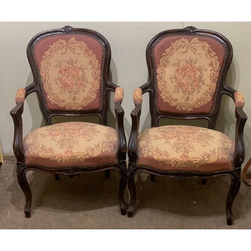 20 - Similar To Previous Lot Two Vintage French Louis Style Needlepoint Arm Chairs. (2)