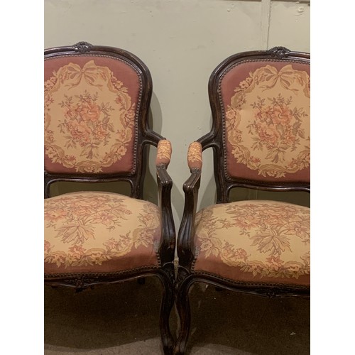 20 - Similar To Previous Lot Two Vintage French Louis Style Needlepoint Arm Chairs. (2)