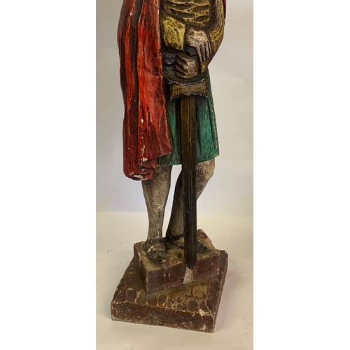 191 - Large Carved Wood Figure Of A Man In Medieval Style.87 cms