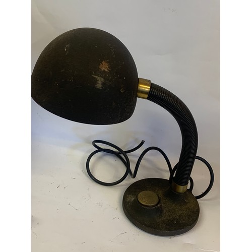 193 - Vintage German Industrial Table Lamp Possibly Egon Hillebrand With Enamel Shade.