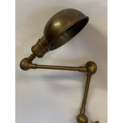 194 - Vintage Industrial Articulated Brass Clamp Lamp.