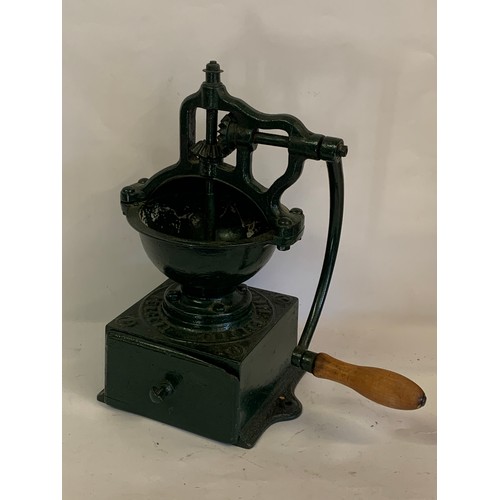 214 - Large Industrial Hand Crank Coffee Grinder. 41 x 37 x 25 cms