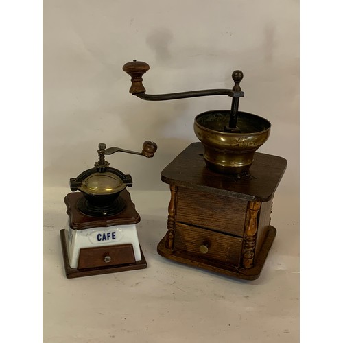 215 - Large Antique Coffee Grinder Along With A Newer Ceramic Grinder (2)