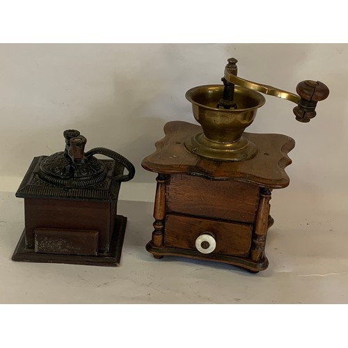 216 - Large Antique Coffee Grinder Along With One Another (2)