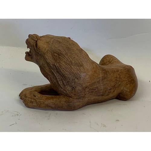 219 - Nice Quality Wood Figure Of A Lion. 19 x 10 cms