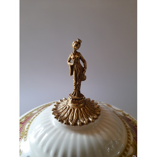 43 - vintage Italian Ceramic Centrepiece with lid topped by lady. Marks under for Alpha Ceramique. 42cm h... 