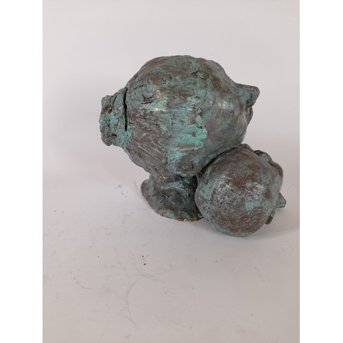 71 - Bronzed Plaster figure of Mother and Child, 18cm high