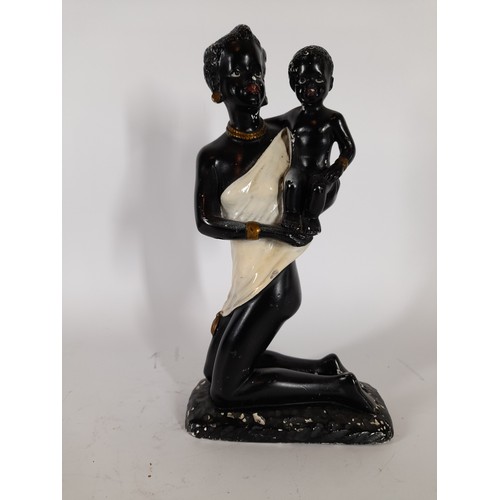 77 - Blackamoor lady with child figure, 31cm high