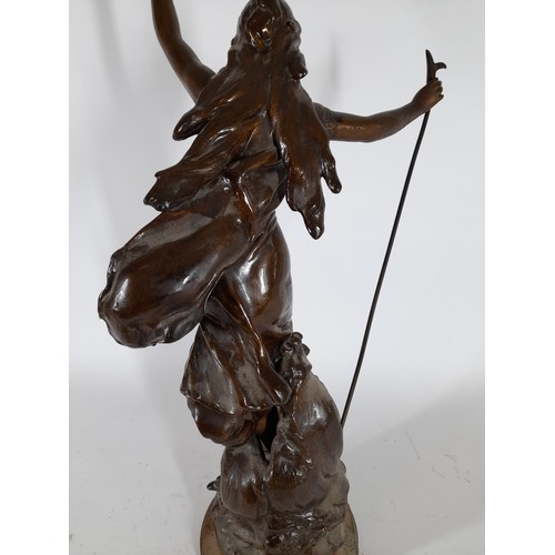 100 - Large Bronze Figure with repair to arm and base, 55cm high