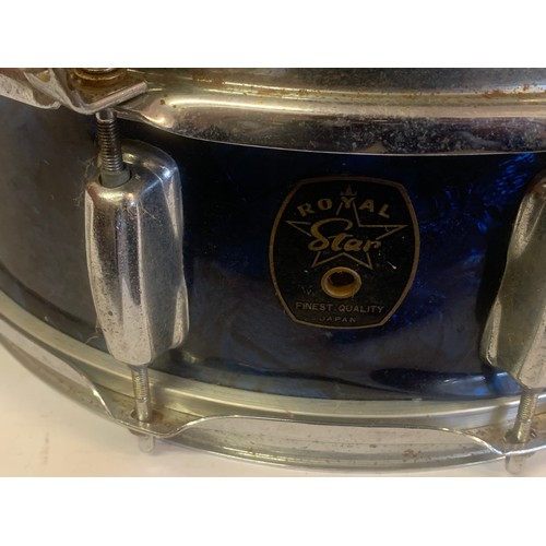 231 - Vintage Royal Star Snare Drum 40 cms Diameter Along With Two Drumsticks.