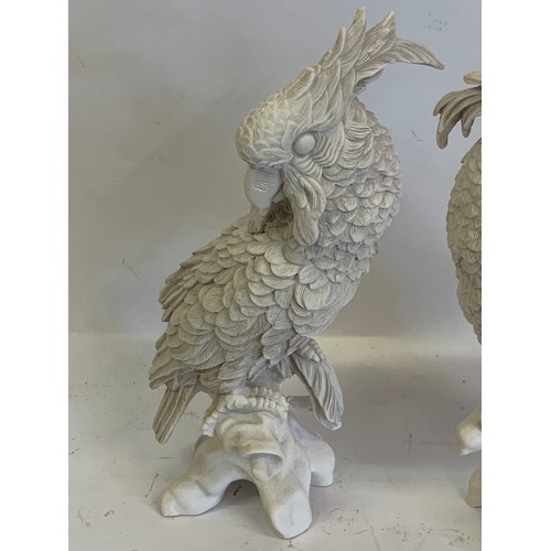 244 - Pair Of Marble Classical Style Parrots. Tallest 28 cms High (2)