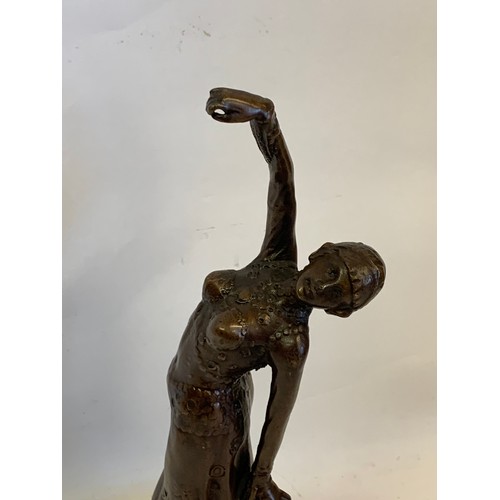 245 - Art Deco Bronze Figure Of Possibly  Isadora Duncan On Marble Base. 28 cms High