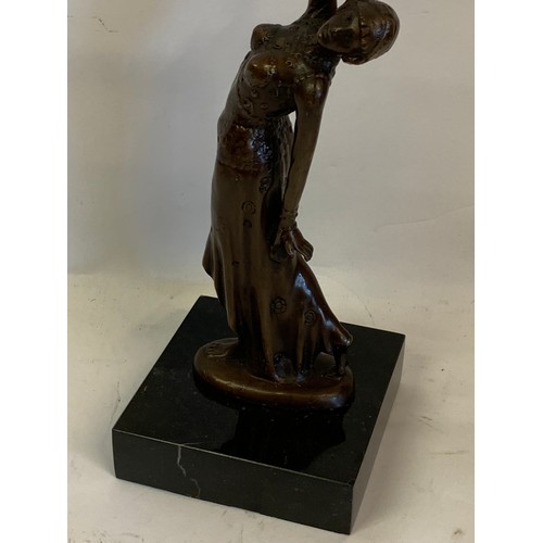 245 - Art Deco Bronze Figure Of Possibly  Isadora Duncan On Marble Base. 28 cms High