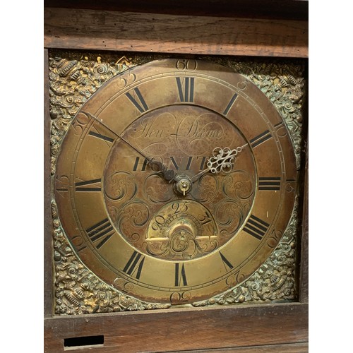 37 - Scarce Brass Faced  Long Case Clock By  Hen Dume Honiton. 200 cms High