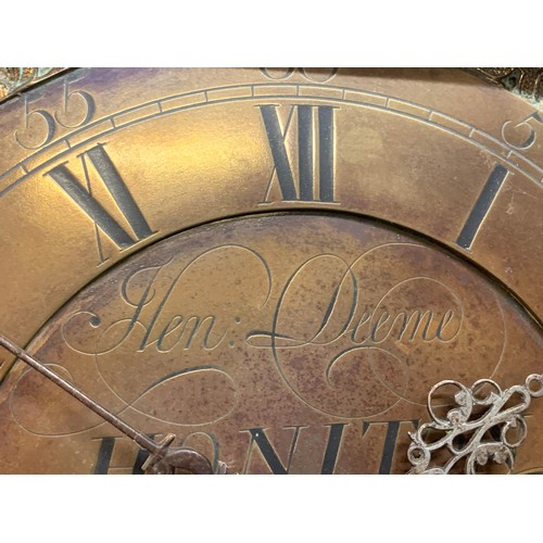 37 - Scarce Brass Faced  Long Case Clock By  Hen Dume Honiton. 200 cms High