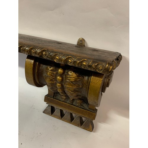 41 - Vintage Continental Shelf With Gilt Scroll Decorated Ends. 71 x 16 x 23 cms