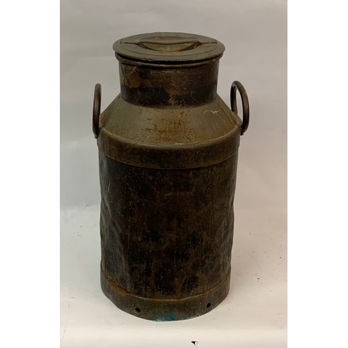 42 - Vintage Coppered Milk Churn With Copper Lid.