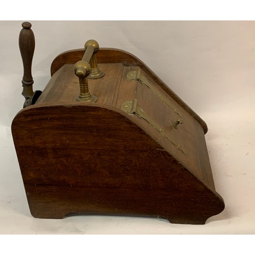 50 - Antique Oak Coal Bin With Brass Decoartion.