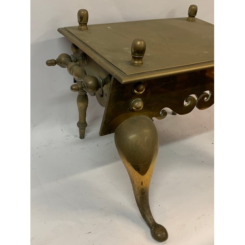 54 - Antique Solid Brass Hearth  Footman. 47 x 39 x 36 cms