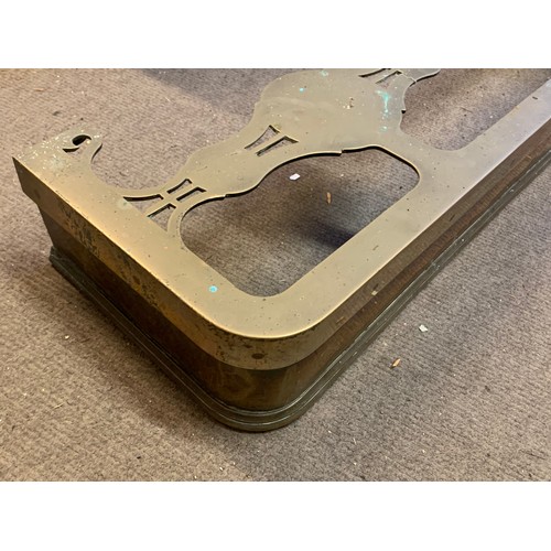 55 - Antique Solid Brass Fire Fender. 143 x 17 x 36 cms