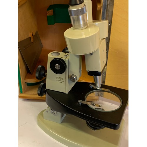 274 - Similar To Previous Lot Vintage Cased Educational Czech Meopta  Binocular Type Microscope.