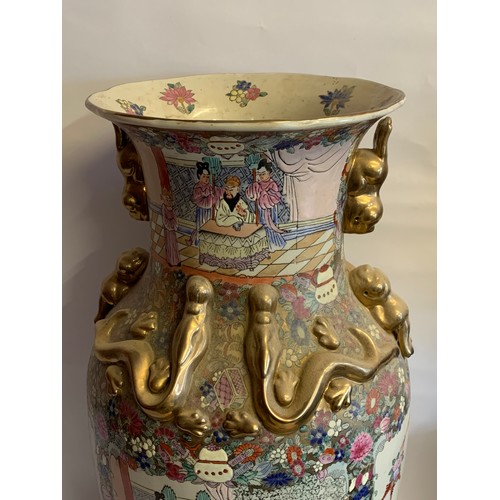 293 - Large Decorative  Hand Painted Republic Of China Vase With Certificate. 63 cms High