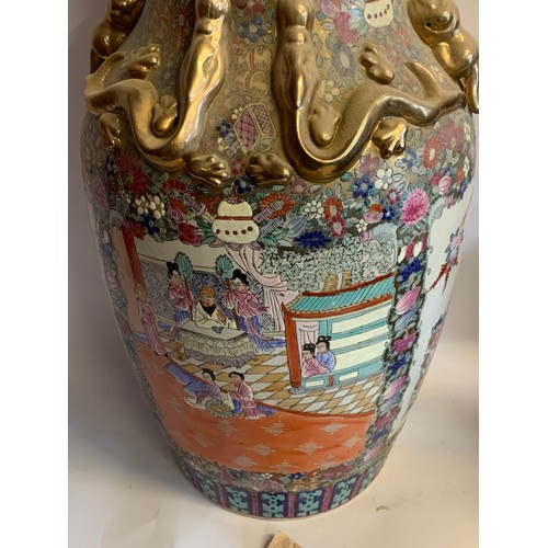 293 - Large Decorative  Hand Painted Republic Of China Vase With Certificate. 63 cms High