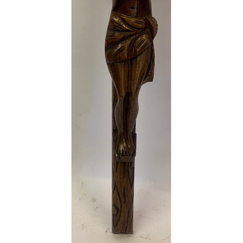 251a - Good Quality Antique Carved Wood Crucifix. 63 x 25 cms