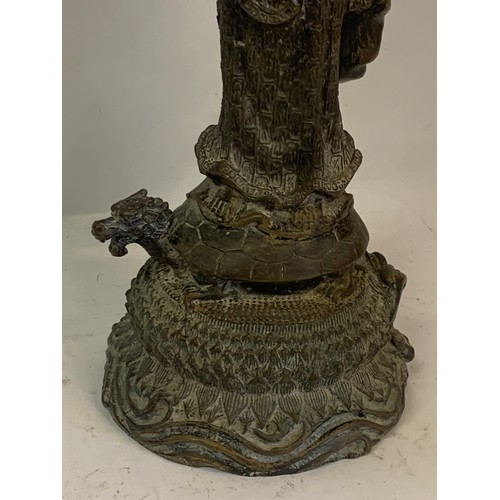 286 - Bronze  Guan Yin / Guanyin Thai Figure Standing On A Turtle 
.35 cms High