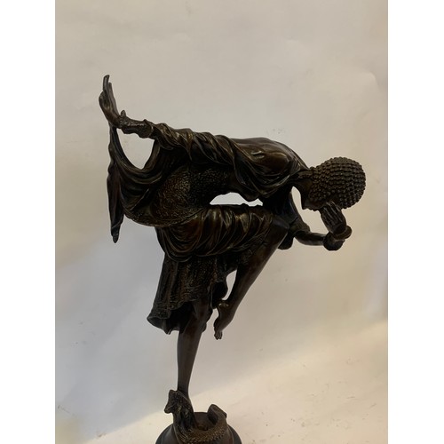 289 - Bronze Mounted Art Deco Style Dancing Lady . 42 cms High