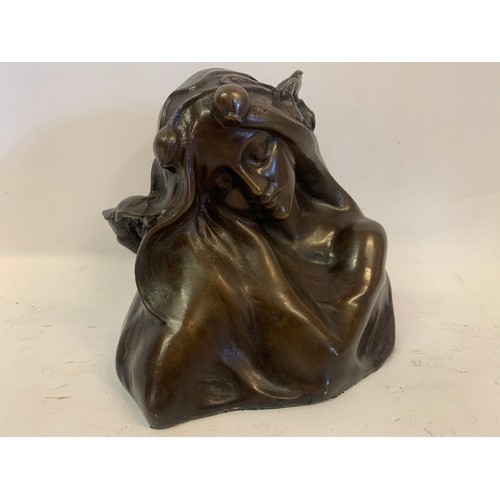 290 - Bronze Bust Of A Maiden After Hans Muller. 12 cms High