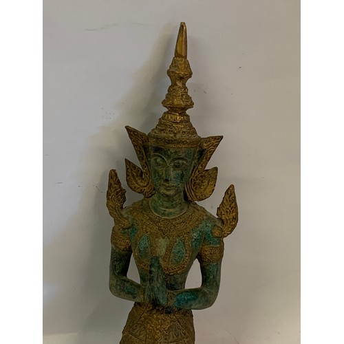 291 - Large Solid Bronze Thai Praying Figure. 33 cms High