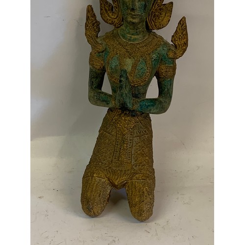 291 - Large Solid Bronze Thai Praying Figure. 33 cms High