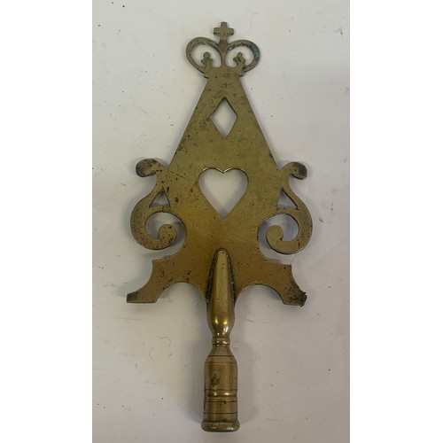 297 - Antique Friendly Society Decorative  Brass Pole Head. 25 cms