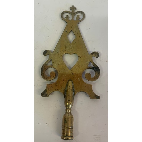 297 - Antique Friendly Society Decorative  Brass Pole Head. 25 cms