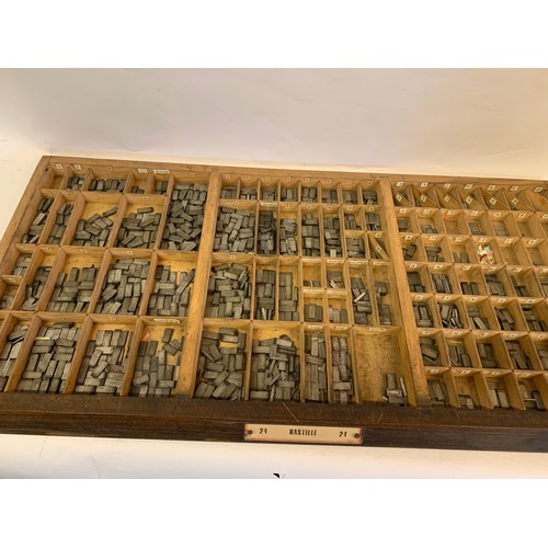 322 - Similar To Previous Lot Antique Printers Tray Along With The Printing Letter Contents. 85 x 44 cms