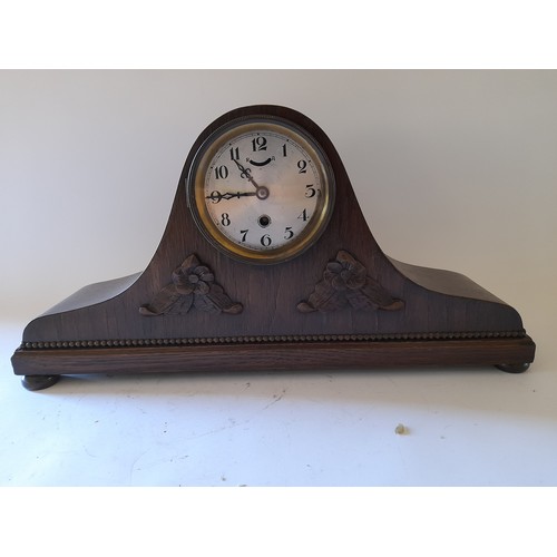 153 - Napoleon hat style mantle clock 49cm wide