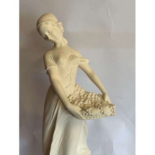 340 - Large Composite Figure Of A Flower Picker Mounted On A Alabaster Base. 65 cms High